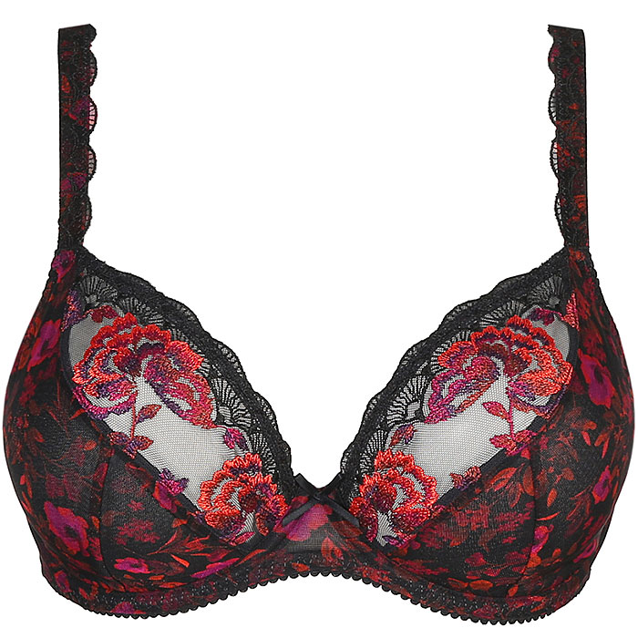 Deep plunge lace bra - Red - Ladies